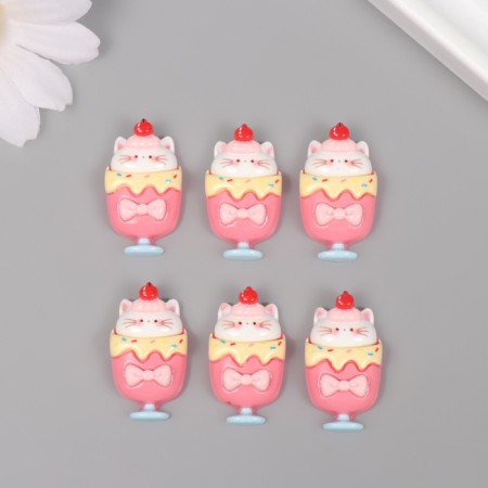Decor for creativity plastic "Cat in glass" set 6 pcs 2.5x1.8x1 cm-2