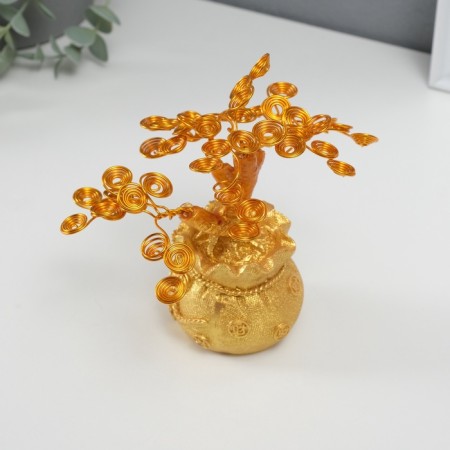 Souvenir Polystone, metal "Tree of life in a bag" 6x17x17 cm-4