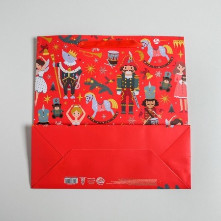 Package Gift New Year Laminated Square "Nutcracker", 30 x 30 x 12 cm, New Year-6