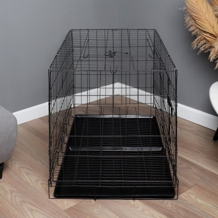 A cell with a hatch for dogs and cats, 100 x 60 x 70 cm, black-1