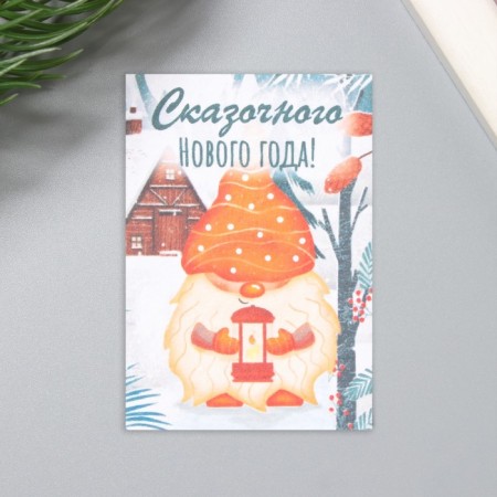 A postcard with the seeds "grow itself" "Fairytale New Year" Gnome 5*7cm
