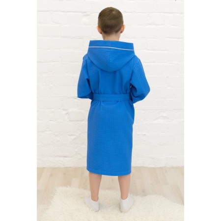 Children's robe with a hood, height 164 cm, blue color-3