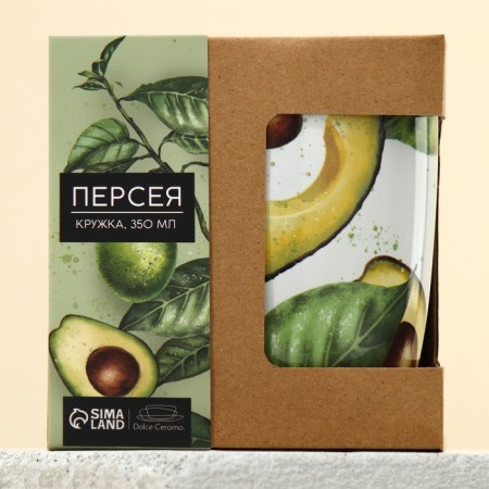 Ceramic mug "avocado", 350 ml, white color-4