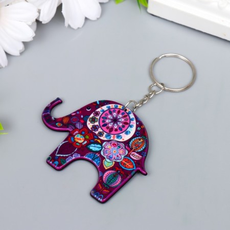 Acryl keychain "Elephant in flowers" using dudling technique 5.4x6.4 cm-5