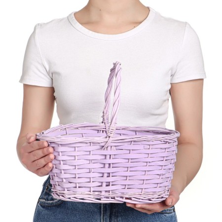 Wicker basket, willow, 30x21x12x25 cm, lilac-3