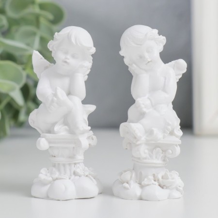 Polystone souvenir "Snowty angel is a thoughtful angel on a column with flowers" mix 7.5x3x3 cm-1