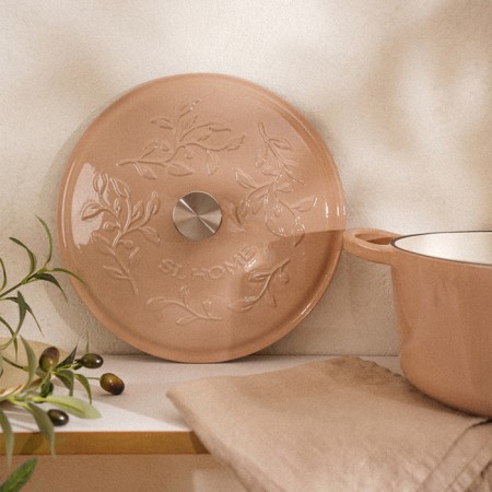 Cast iron pan with enameled coating SL Home, D = 28 cm, h = 12.5 cm, pink color