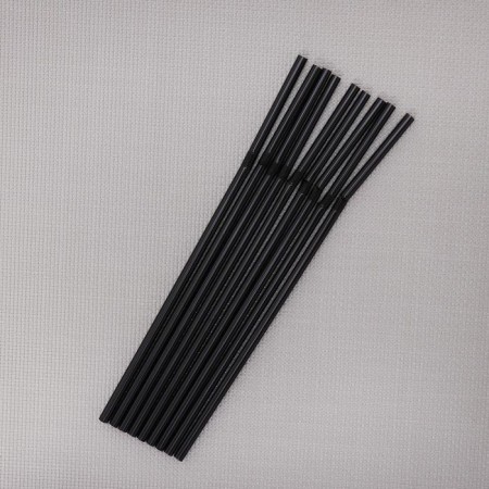 Disposable tubes for drinks of the share, 21 cm, d = 5 mm, 100 pcs, with corrugation, black color is black-2