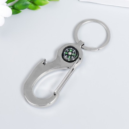 Metal keychain "Carabiner with compass" 10.5x4x1 cm-1