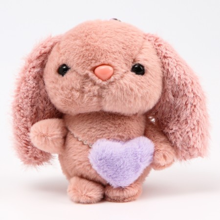 Soft toy "Bunny" on a key fob, 11 cm, dark pink color-1