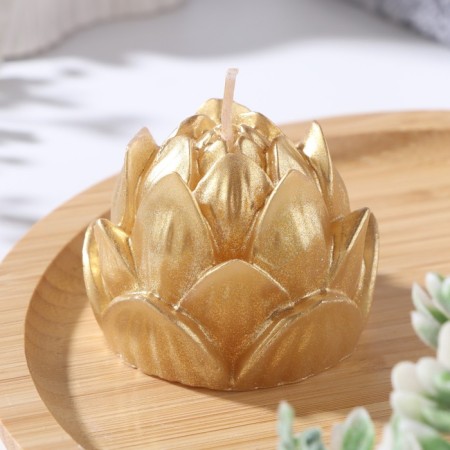 Figure candle "Lotus", 6.6x6.5 cm, gold, in a box-1