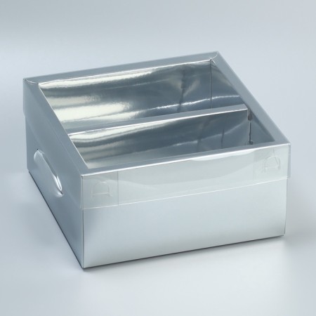 Gift folding box, packaging, "silver", 20 x 20 x 10 cm-5
