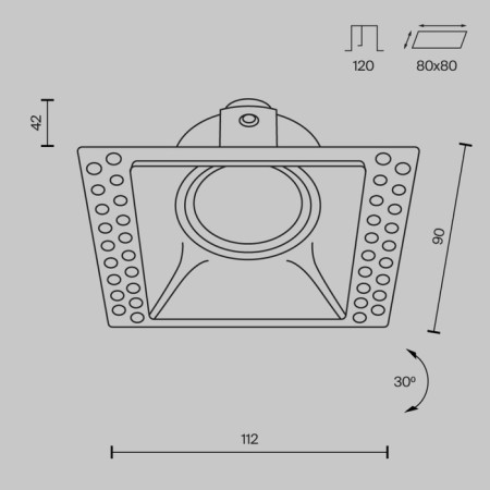 The built-in lamp Technical DL042-01-SQ-W, 1x50W, 11.2x9x4.2 cm, GU10, white color-7