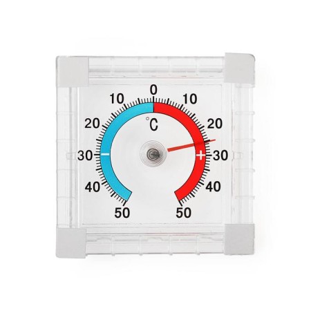 The thermometer is street, mechanical, square, 8 x 8 cm,-1