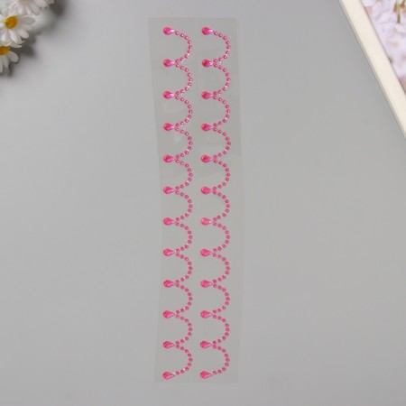 Sticker of rhinestones plastic "suspensions" raspberry 35x8 cm-1