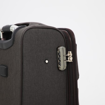 Small 20 suitcase, lightning department, code castle, 3 wheels, 2 outer pockets, brown color-4