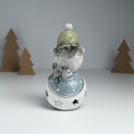 Souvenir Polystone Light "Voriski in a hat sits on the New Year's ball" Gray 7.6x9.5x15 cm-4