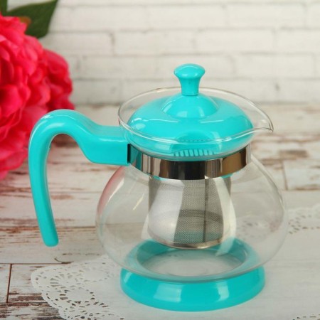 Glass teapot “Melody”, 750 ml, with metal sieve, color mix-2