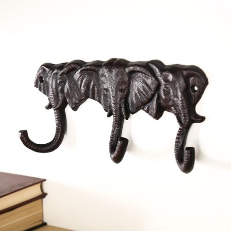Decorative metal hooks "Three elephants" 12x25.5x4 cm-1