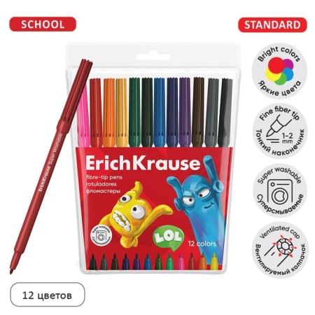 Fleeters 12 colors, Erichkrause, "Jolly Friends Super Washable" Mix