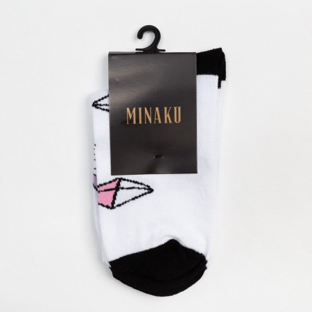 Women's socks minku "figures", white color, size 38-39 (25 cm)-2