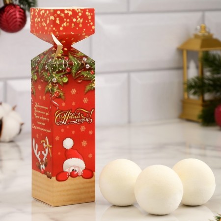 A set of bath bombs "Happy New Year! Santa and deer peek out", 3 pcs-2