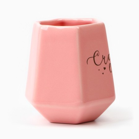 Ceramic mug “Happiness is”, 300 ml, pink color-1