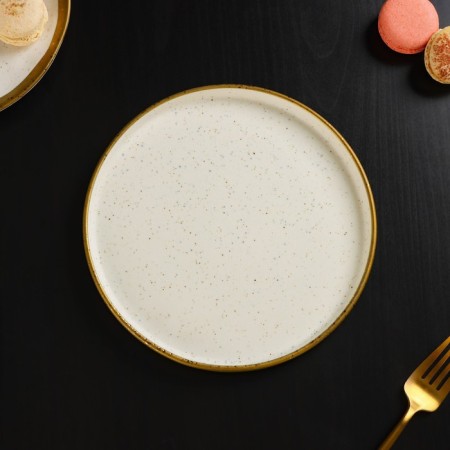 Serving porcelain dish with a magistro poursephona side, d = 20 cm, beige color-2