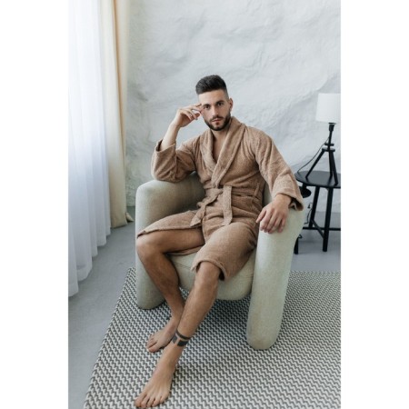 Tainted male bathrobe, size 46, cappuccino color-5