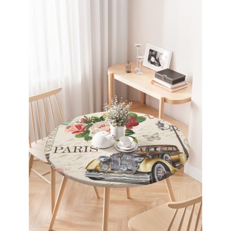 The tablecloth “Love Paris”, round, oxford, elastic band, size 120x120 cm, diameter 75-100 cm-2