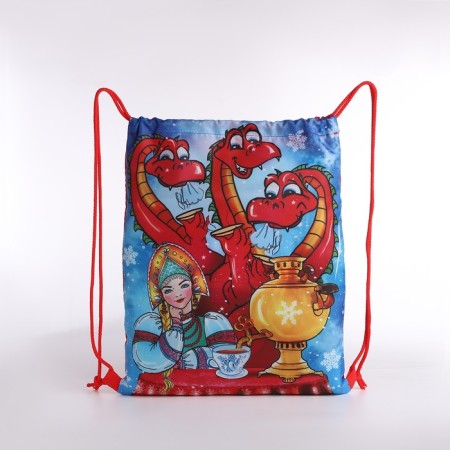 New Year's bag on the lace, the color is red/multi -colored-1