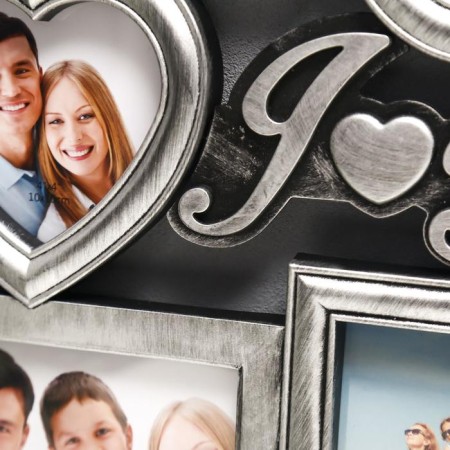 Photo frame plastic in 8 photos 12x12, 10x15 cm "I love you" silver 43x43 cm-1