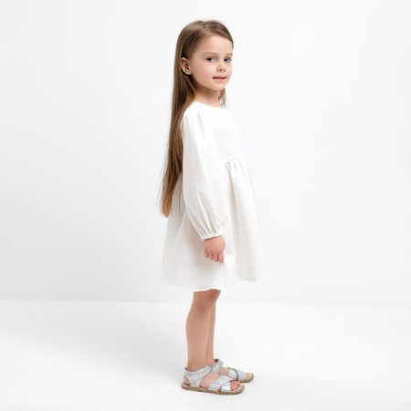 Children's dress with long sleeve KAFTAN "Muslin", size 28 (86 -92 cm) White color-5