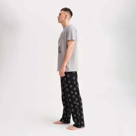 Pajama men's kaftan "morning" size 52, gray/black-1