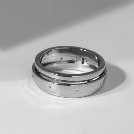Ring "rotation", white color in silver, 17 size-4