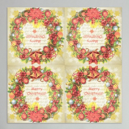 Paper napkins "New Year's Wreath", 33x33 cm, set 20 pcs.-1