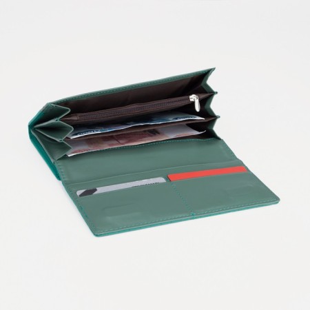 Women's wallet on magnets, green color-4