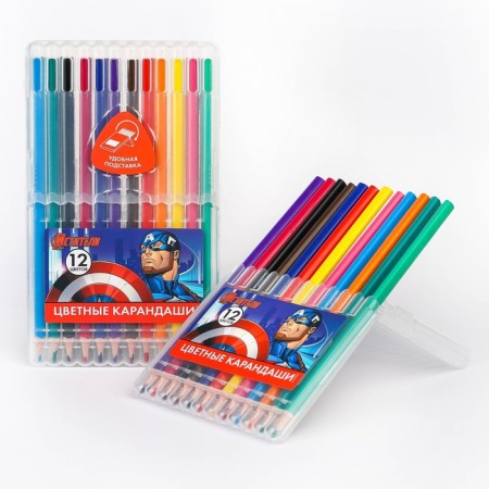 Color pencils, 12 colors, trihedral, avengers-1