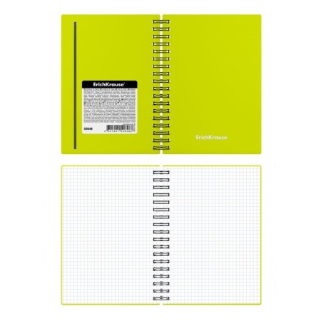 Notebook A6 (120 x 146 mm), 80 sheets in the cage on the crest Erichkrause "Neon", plastic cover, on the elastic band, an offset unit, whiteness 100%, mix-5