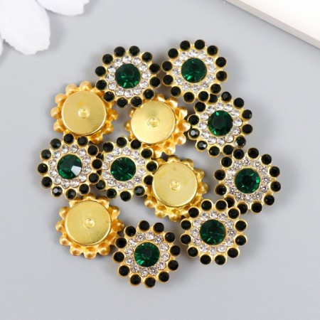 Decor for creativity plastic "Flower-sun emerald" set of 12 pcs 1.4x1.4 cm-2