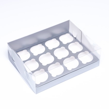 Confectionery folding box for 12 cupcakes 31x 23.5 x 10, silver-1