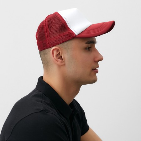 Baseball cap with minaku grid, burgundy color, size 56-58-4