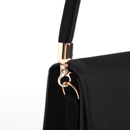 Female bag on one shoulder, on a zipper, black color-4
