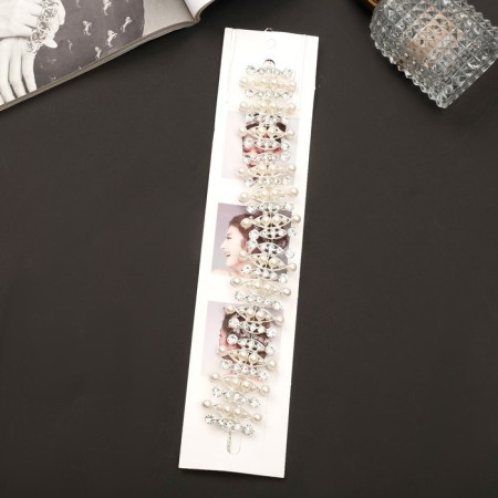 Hair accessory "Alba" Geometry, 23.5x3.5 cm, silver-white-1