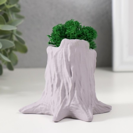 Concrete Kashpo "stump" 7.5x8.5x7 cm gray with moss (moss green stabilized)-2