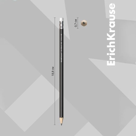 Chernographic pencil with Erich Krause "Jet Black 101", HB, Grifel D = 2.2 mm, wood, hexagonal in a tube, Black case-7