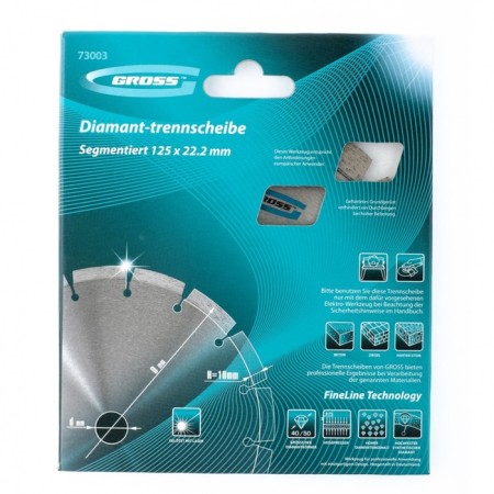 Diamond disk GROSS 73003, laser welding of segments, dry cut, F125x22.2mm-2