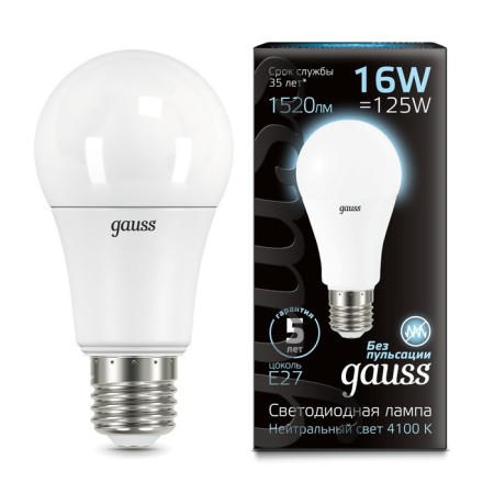 LED LED BLACK 16W A60 4100K Neutr. Bel. E27 1520lm Gauss 102502216