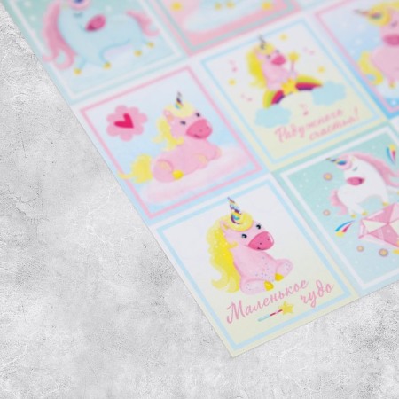 Paper stickers "unicorns", with coloring on the back, 11 × 15.5 cm-3