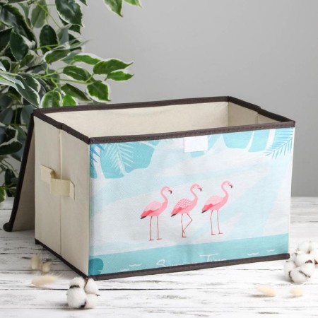 Stellyer box for storage with a flamingos lid, 38 × 25 × 24 cm-2